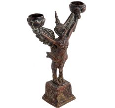 Brass Garuda Statue With Two Candle Holders