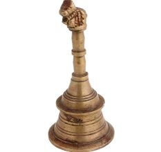 Brass Handheld Worship Bell With Nandi Finial