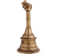 Brass Handheld Worship Bell With Nandi Finial