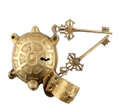 Golden Brass Tortoise Padlock With Keys In Pair 