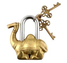 Golden Sitting Camel Decorative Lock With Keys In Pair 