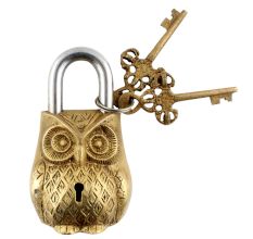 Decorative Owl Padlock With Lock And Skeleton Keys
