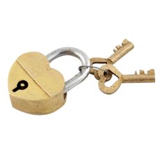 Brass Heart Shaped Lock With Keys In Pair