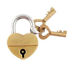 Brass Heart Shaped Lock With Keys In Pair