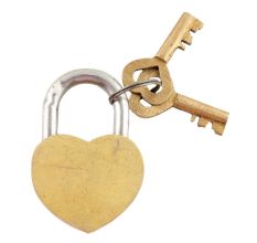 Brass Heart Shaped Lock With Keys In Pair