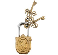 Brass Door Padlock Goddess Saraswati Sculpture
