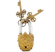 Brass Door Padlock Buddha Head Sculpture