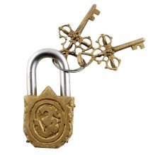 Brass Engraving Ganesha Idol Sculpture Pad Lock With Keys in Pair