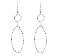 92.5 Sterling Silver Double Oval Hoop Rope Dangle Earring