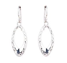 Original 92.5 Sterling Silver Hoop Oval Dangle Earrings Rope Design