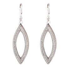 Shimmery Oval  Drop 92.5 Sterling Silver Dangle Earrings