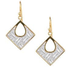 92.5 Sterling silver Earrings Pave Snakeskin Square Pendant