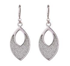 Shimmery Fill In 92.5 Sterling Silver Teardrop Frame Earrings