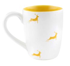 Yellow Running Deer Decorative Handcraft Ceramic Coffee Mug