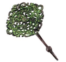 Antique Green Floral And Leaf Wall Brass Decorative Hook
