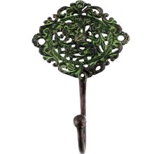 Antique Green Floral And Leaf Wall Brass Decorative Hook