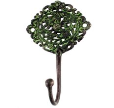 Antique Green Floral And Leaf Wall Brass Decorative Hook