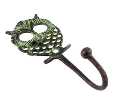 Antique Green Owl Wall Brass Decorative Hook