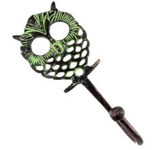 Antique Green Owl Wall Brass Decorative Hook