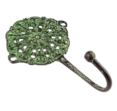 Antique Green Round Floral Wall Brass Decorative Hook