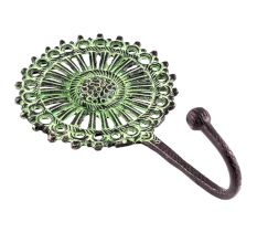 Antique Green Sunflower Wall Brass Decorative Hook