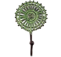 Antique Green Sunflower Wall Brass Decorative Hook