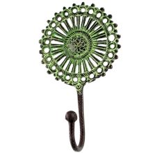 Antique Green Sunflower Wall Brass Decorative Hook