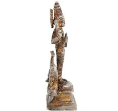 Brass God Karthikeya Statue Beautiful Peacock In Nickel Finish