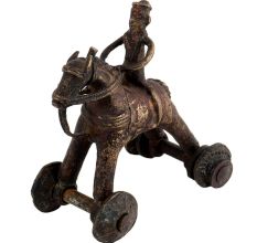 Brass Horse on Wheel Temple Toy Collectable Gift