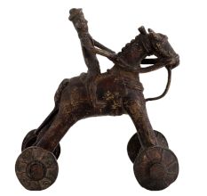 Brass Horse on Wheel Temple Toy Collectable Gift