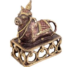 Brass Nandi Bull On Decorative Platform Showpiece