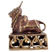 Brass Nandi Bull On Decorative Platform Showpiece