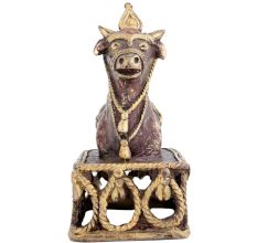 Brass Nandi Bull On Decorative Platform Showpiece