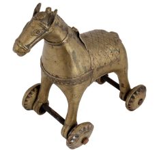 Brass Horse Temple Toy On Wheels