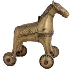Brass Horse Temple Toy On Wheels