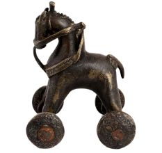 Brass Horse With Wheels Traditional Temple Toy