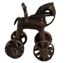 Indian Brass Horse on Wheel Toy For Home Decoration