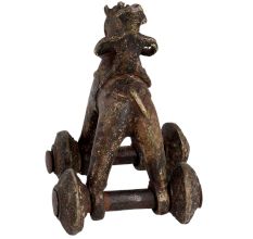 Brass Primitive Temple Toy Of Rider On Big Wheels