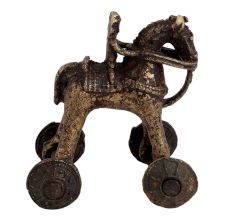 Brass Temple Toy Rider On Horse Collectable Toy