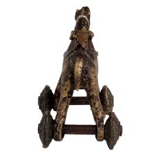 Brass Temple Toy Rider On Horse Collectable Toy