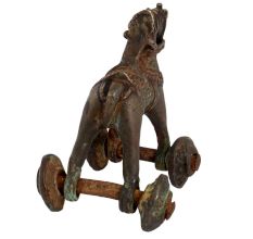 Brass Rider On Horse On Wheels Temple Figure
