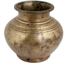 Brass Worship Pot Carved Design On Neck