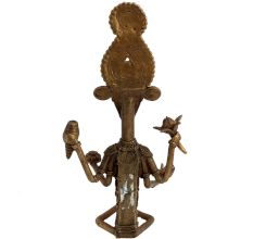 Brass Tribal Lord Ganesha Statue Elongated Trunk