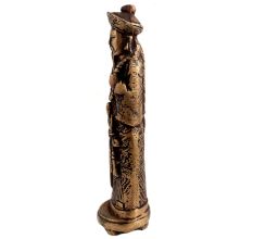 Brass Chinese King Standing With Sword Statue