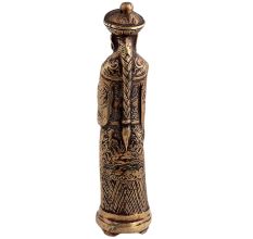 Brass Chinese King Standing With Sword Statue