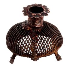 Brass Dokra Art Jali Design Tortoise Candle Holder