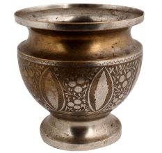 Brass planter Pot Round Base With Islamic Enamel