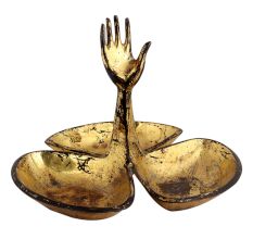 Brass Hand Triple Serving Bowl Set