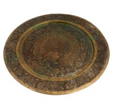 Golden Brass Peacock Enameled Wall Plate