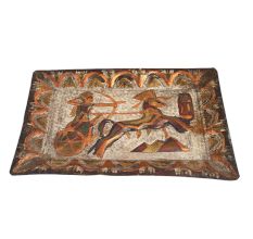 Hand Painted Egyptian Brass Decoration Tray Animal Hunting Scene